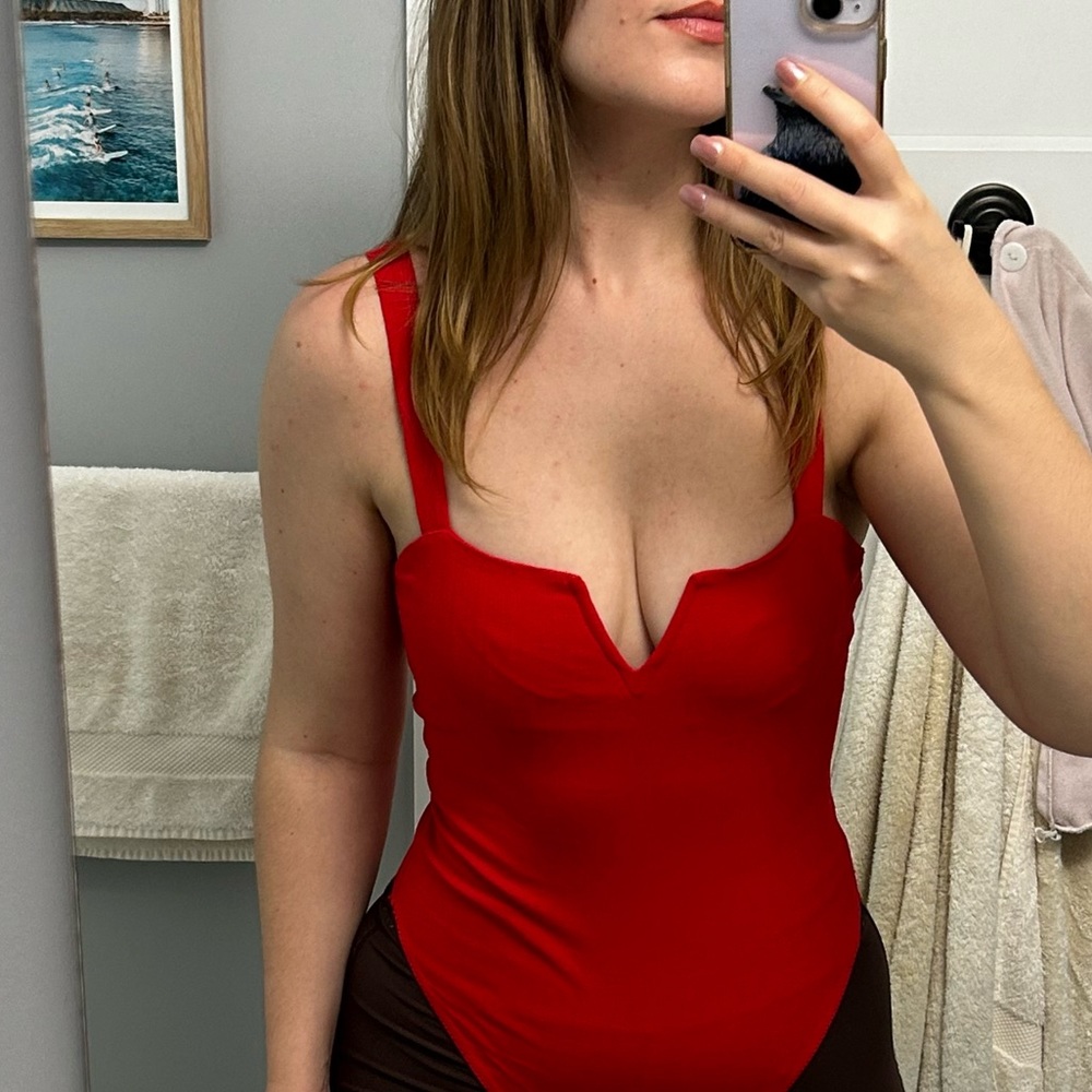 Free People Red Bodysuit